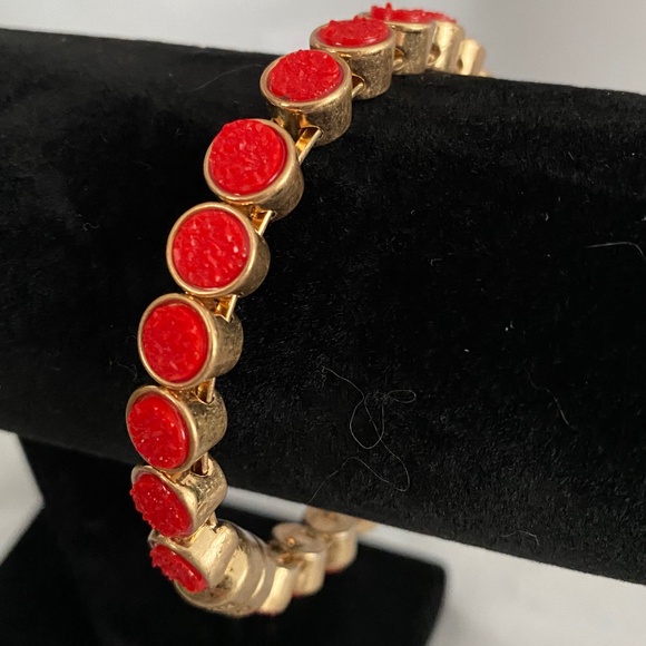 Plunder Red Druzy Magnetic Bracelet Goldtone - Picture 5 of 14